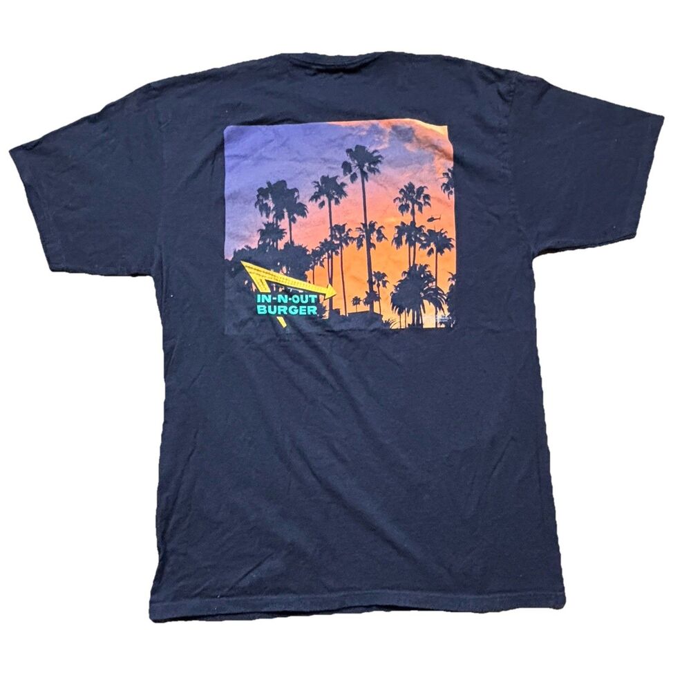 In N Out Burger Texas  Black T Shirt Size Large Palm Tree Graphic